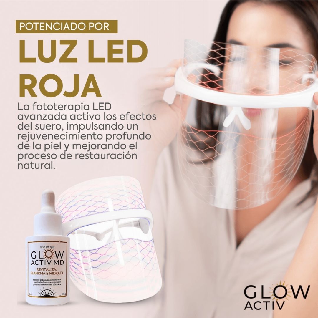 Máscara Facial Terapia de Luz LED 7 colores Glow Activ