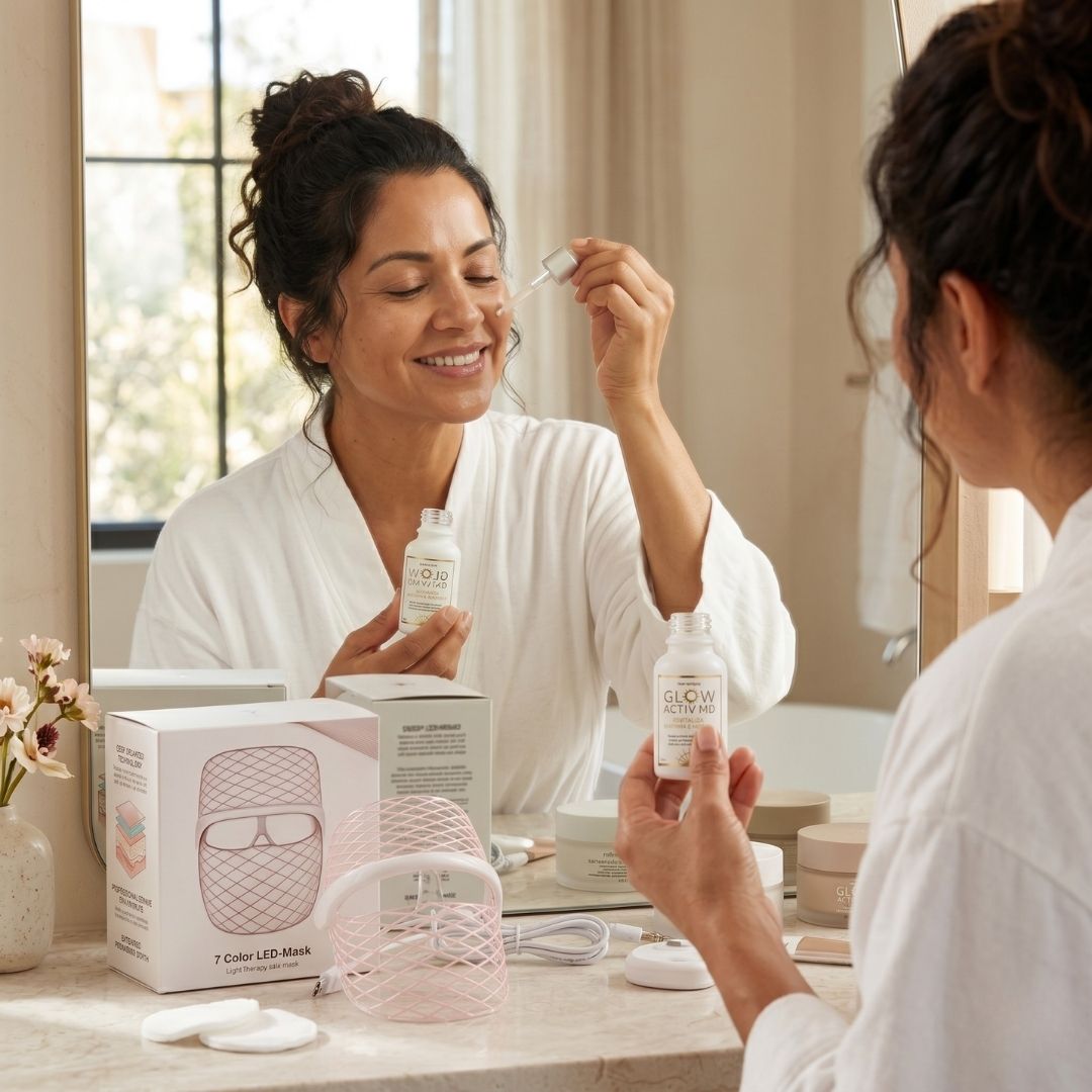 Glow Activ Kit Rejuvenecimiento: Máscara LED + Serum MD